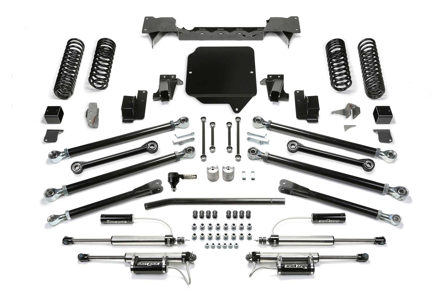 Fabtech 5in Crawler Long Arm Suspension System with Dirt Logic 2.25 Reservoir Shocks for 2018-2021 Jeep Wrangler JL 4-Door 4WD (K4145DL)