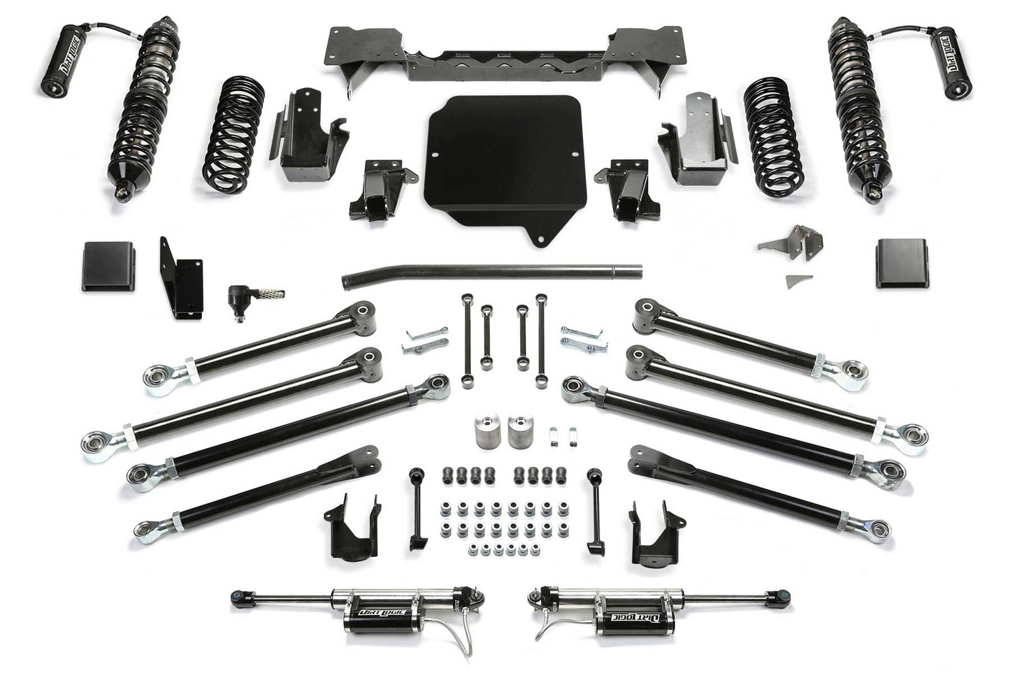 Fabtech 5in Crawler Long Arm Suspension System with Dirt Logic 2.5 Reservoir Coilovers and Dirt Logic 2.25 Reservoir Rear Shocks for 2020 Jeep Gladiator JT 4WD (K4180DL)