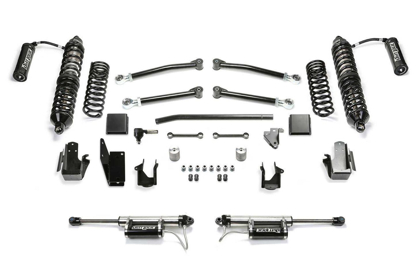 Fabtech 3in Trail Suspension System with Dirt Logic 2.5 Reservoir Coilovers and Dirt Logic Reservoir Rear Shocks for 2020-2022 Jeep Gladiator JT 4WD Diesel (K4214DL)