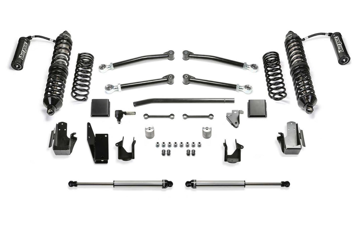 Fabtech 5in Trail Suspension System with Dirt Logic 2.5 Coilovers and Dirt Logic Rear Shocks for 2020-2022 Jeep Gladiator JT 4WD Gas (K4219DL)