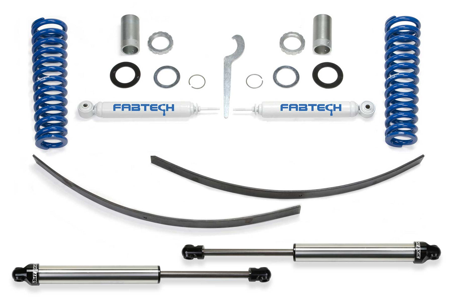 Fabtech 0-3.5in Basic Adjustable Coilover System with Dirt Logic Rear Shocks for 1995.5-2004 Toyota Tacoma Prerunner 2WD/4WD 6-Lug (K7015DL)