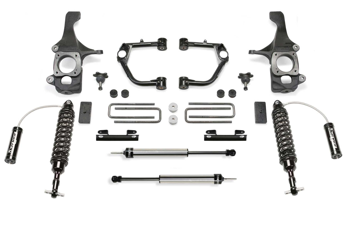 Fabtech 4in Ball Joint UCA Lift System with Dirt Logic 2.5 Reservoir Coilovers and Dirt Logic Rear Shocks for 2007-2015 Toyota Tundra 2WD/4WD (K7044DL)