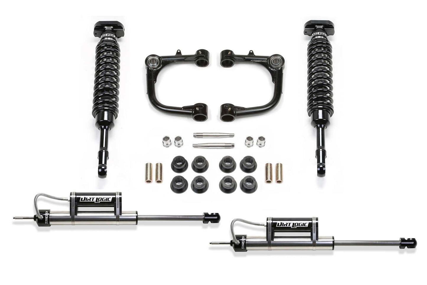 Fabtech 3in Uniball UCA Lift System with Dirt Logic 2.5 Coilovers and Dirt Logic Reservoir Rear Shocks for 2015-2021 Toyota Tacoma 2WD/4WD 6-Lug (K7058DL)
