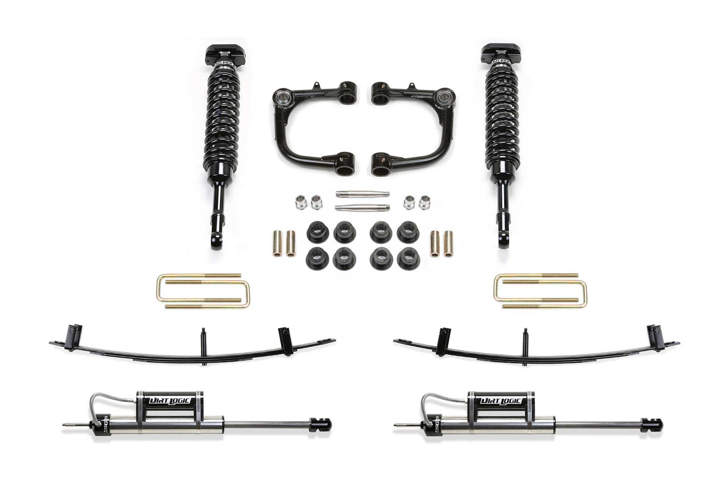 Fabtech 3in Uniball UCA Lift System with Dirt Logic 2.5 Coilovers, Dirt Logic Reservoir Rear Shocks and Rear Spring Pack for 2005-2014 Toyota Tacoma 2WD/4WD 6-Lug (K7064DL)