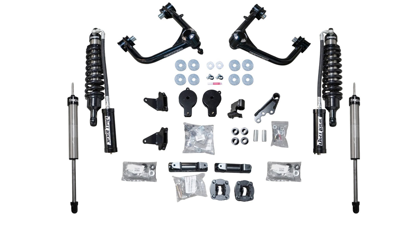 Fabtech 3" Dirt Logic Suspension System w/Ball Joint UCA, Dirt Logic 2.5 Reservoir Coilovers, Dirt Logic 2.25 Rear Shocks & Air Bag Spacers – 2022–2026 Toyota Tundra 4WD (K7112DL)