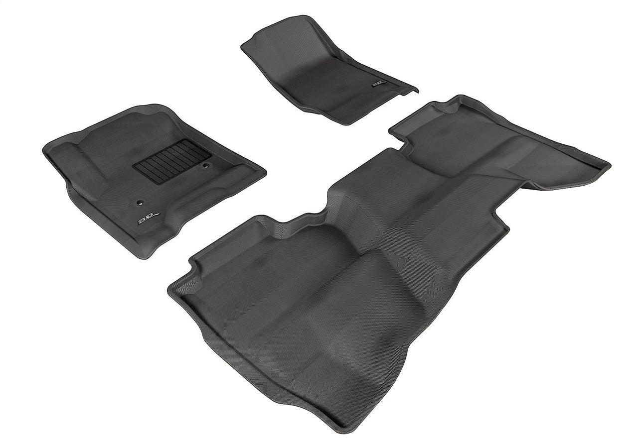 3D MAXpider L1CH03901509 2014-2019 Chevrolet Silverado Double Cab Kagu 1st & 2nd Row Floormats - Black