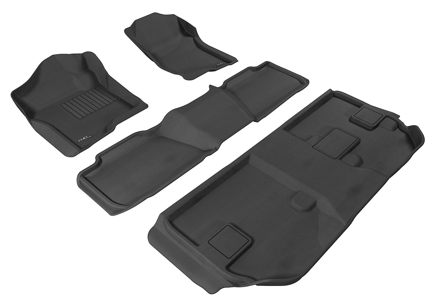 3D MAXpider L1CH04601509 2007-2014 Chevrolet Suburban Kagu 1st & 2nd & 3rd Row Floormats - Black