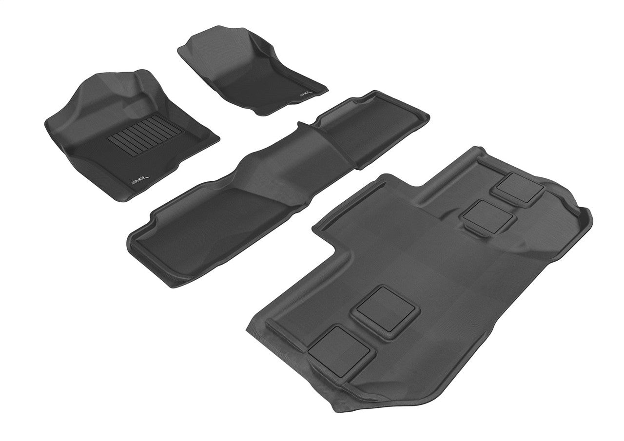 3D MAXpider L1CH05401509 2011-2014 Chevrolet Suburban Kagu 1st & 2nd & 3rd Row Floormats - Black