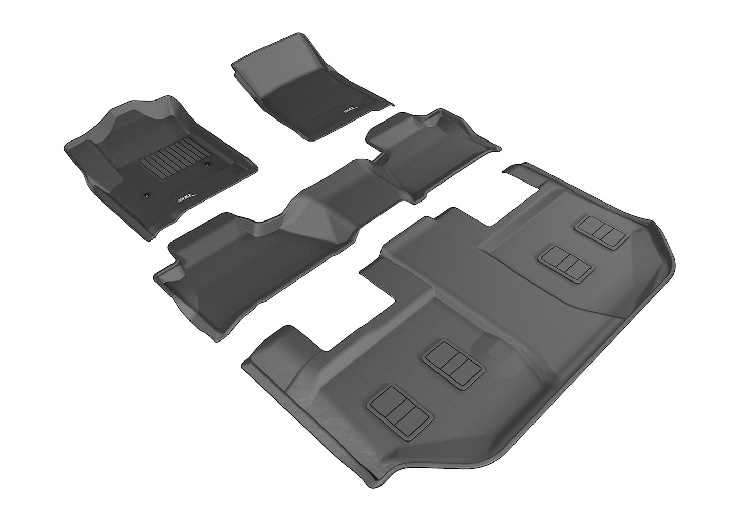 3D MAXpider L1CH05801509 2015-2020 Chevrolet Suburban Kagu 1st & 2nd & 3rd Row Floormats - Black