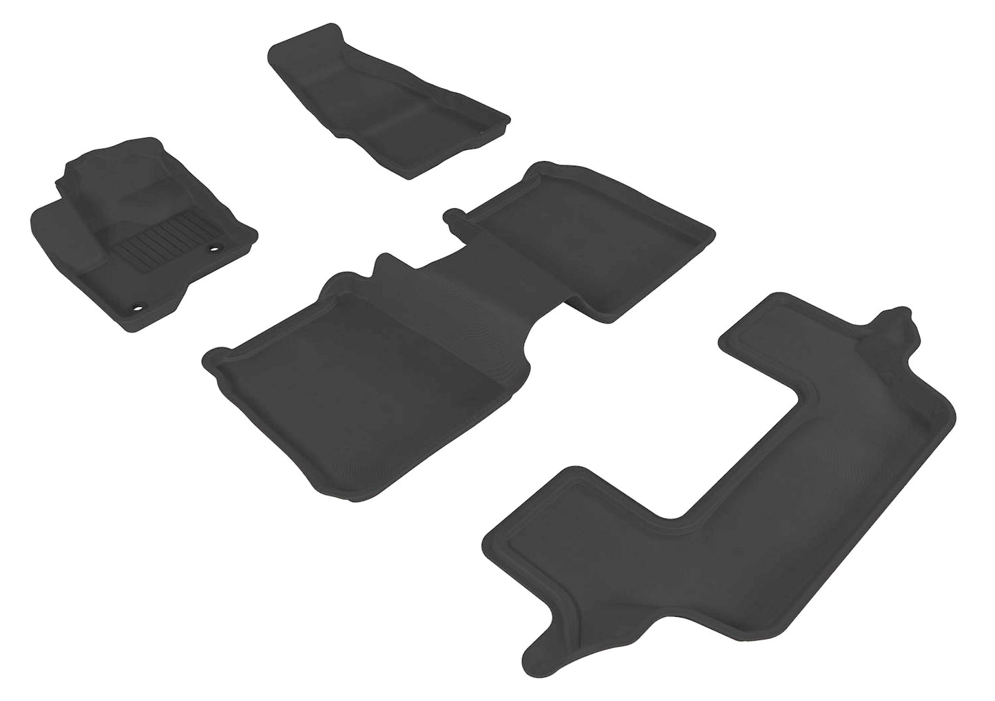 3D MAXpider L1FR02101509 2009-2019 Ford Flex Kagu 1st & 2nd & 3rd Row Floormats - Black