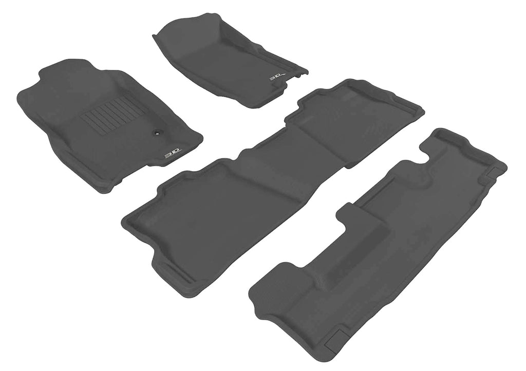 3D MAXpider L1FR03501509 2006-2010 Ford Explorer Kagu 1st & 2nd & 3rd Row Floormats - Black