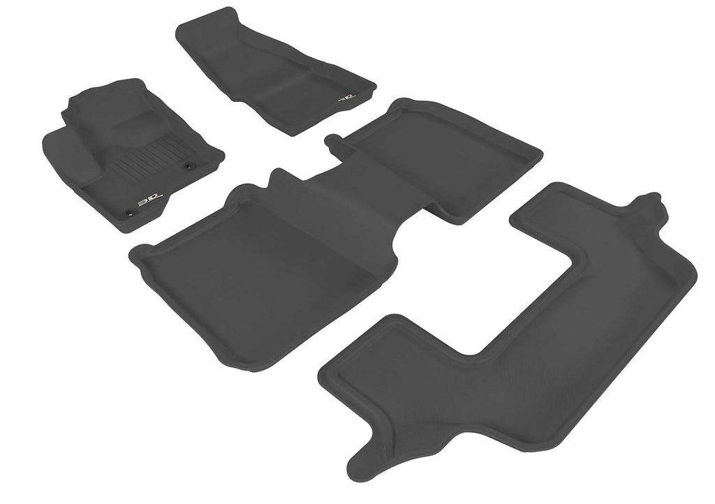 3D MAXpider L1FR05101509 2009-2019 Ford Flex Kagu 1st & 2nd & 3rd Row Floormats - Black