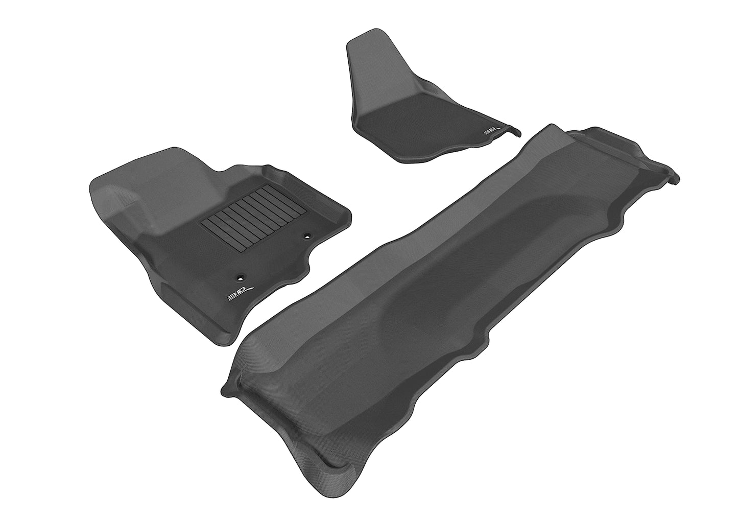 3D MAXpider L1FR07001509 2011-2012 Ford F-250/350/450 Supercrew Kagu 1st & 2nd Row Floormats - Black