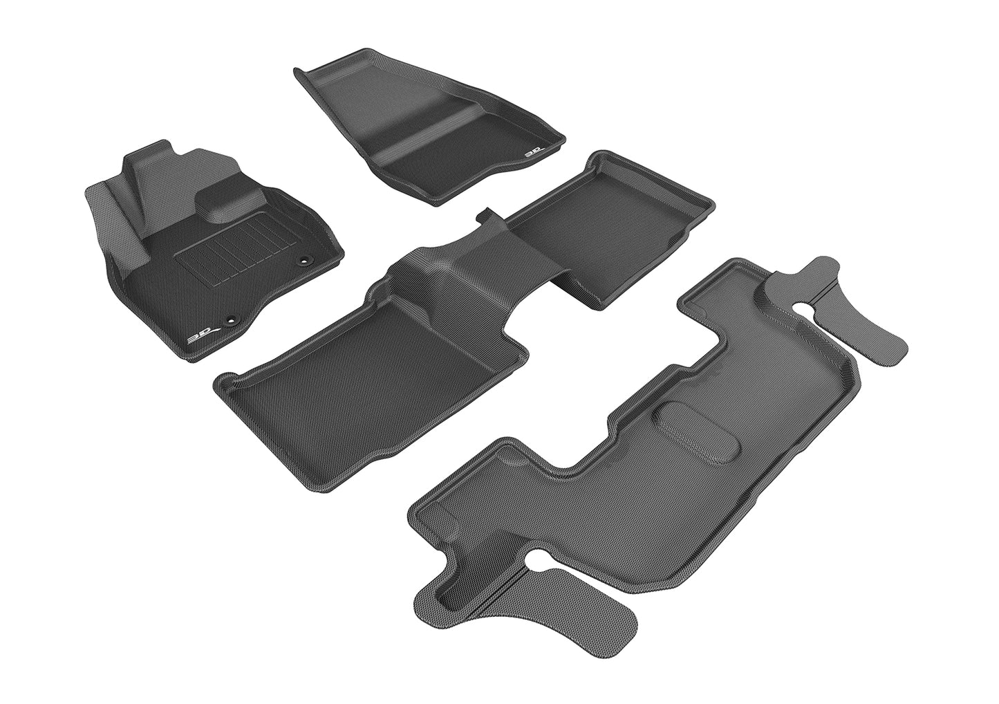 3D MAXpider L1FR09201509 2015-2016 Ford Explorer Kagu 1st & 2nd & 3rd Row Floormats - Black