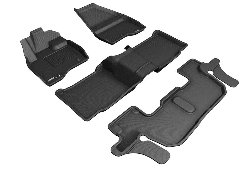 3D MAXpider L1FR11101509 2017-2019 Ford Explorer Kagu 1st & 2nd & 3rd Row Floormats - Black