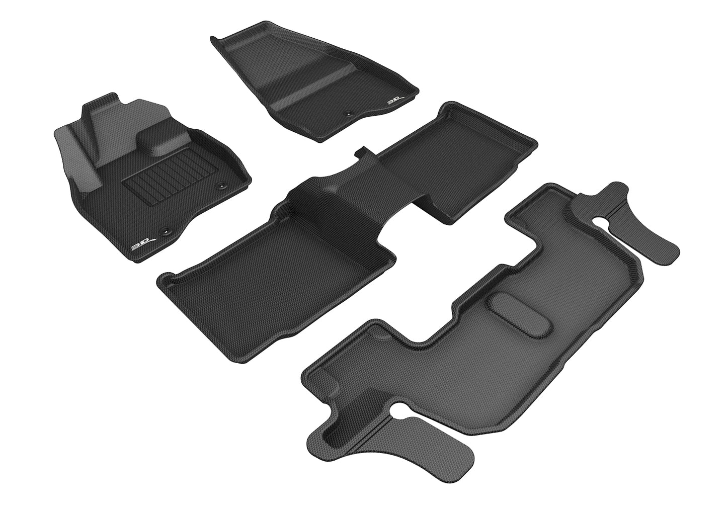 3D MAXpider L1FR11201509 2017-2019 Ford Explorer Kagu 1st & 2nd & 3rd Row Floormats - Black