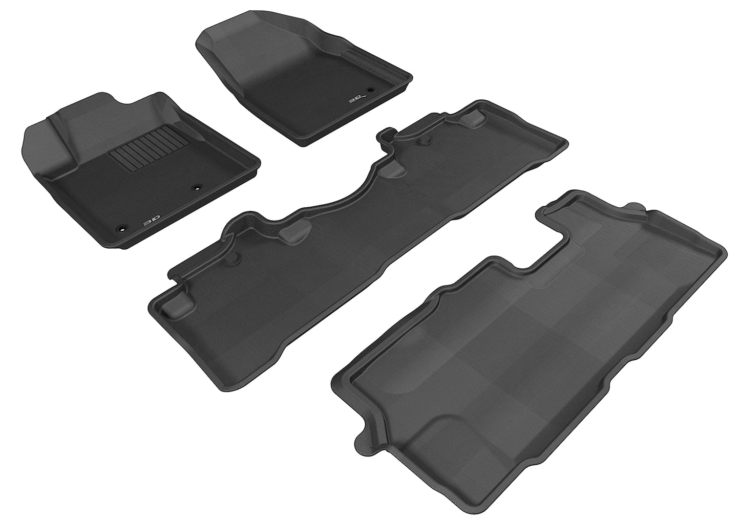 3D MAXpider L1HD05801509 2009-2015 Honda Pilot Kagu 1st & 2nd & 3rd Row Floormats - Black