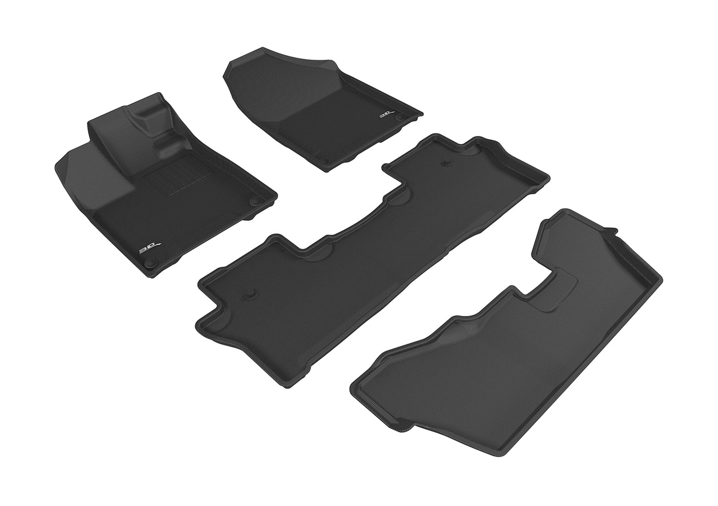 3D MAXpider L1HD07301509 2016-2020 Honda Pilot 8-Passenger Kagu 1st & 2nd & 3rd Row Floormats - Black