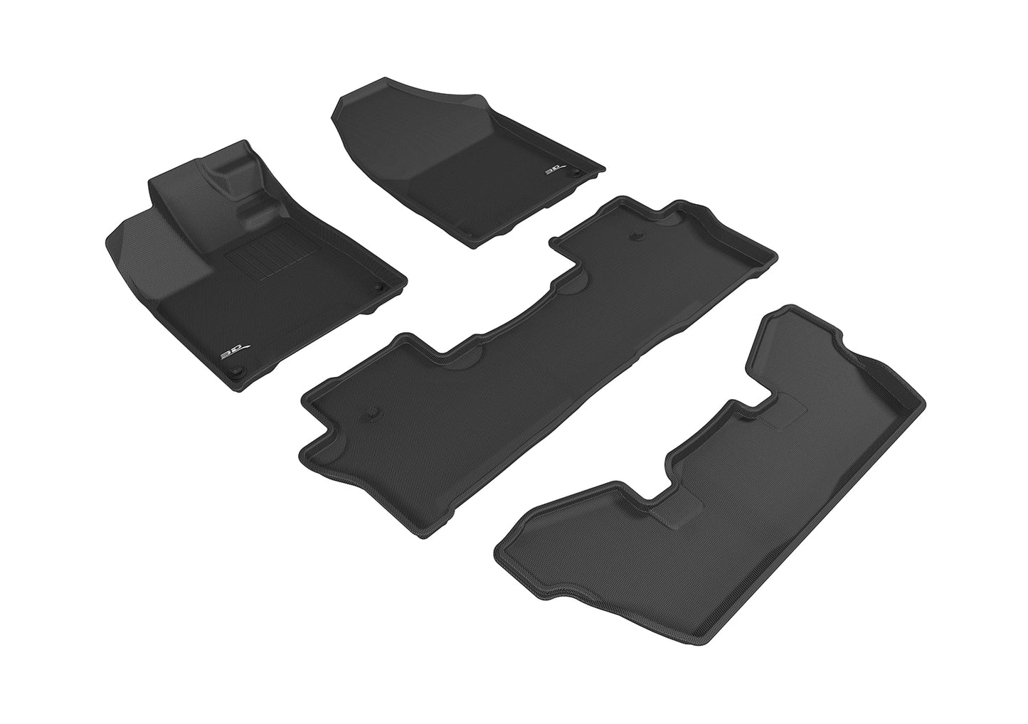 3D MAXpider L1HD08401509 2016-2020 Honda Pilot 7-Passenger Kagu 1st & 2nd & 3rd Row Floormats - Black