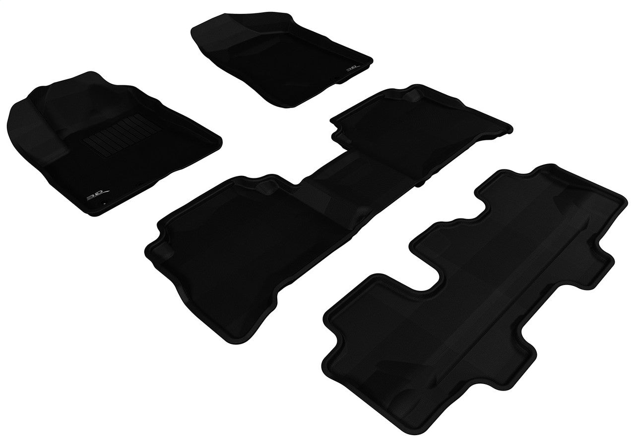 3D MAXpider L1KA00901509 2011-2013 Kia Sorento 7-Seats Kagu 1st & 2nd & 3rd Row Floormats - Black