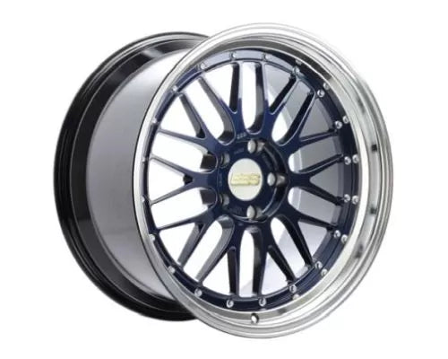 BBS LM 20x10 5x112 ET22 Black w/ Blue Metallic Flake / Diamond Cut Lip Wheel 82mm PFS/Clip Required LM436BB-BKBD