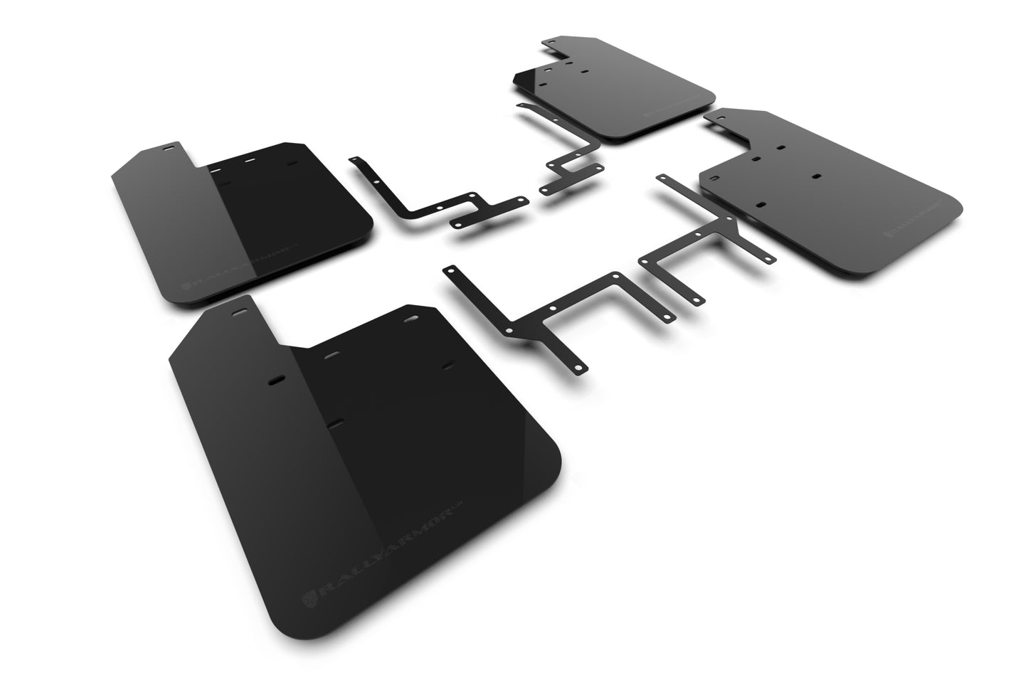 Rally Armor MF124-UR-BLK-MBK Black UR Mud Flaps – Metallic Black Logo for 2018–2025 Jeep Wrangler JL Rubicon