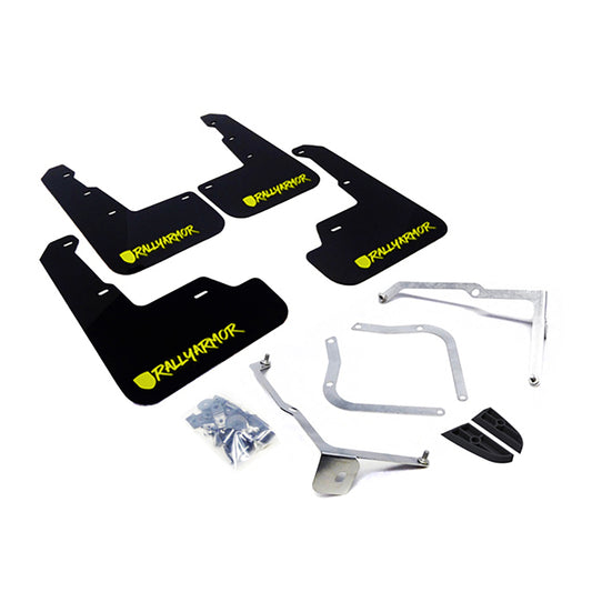 Rally Armor UR Mudflaps Black Urethane w/ New Era Neon Yellow Logo 2015-2021 WRX / 2015-2021 STI