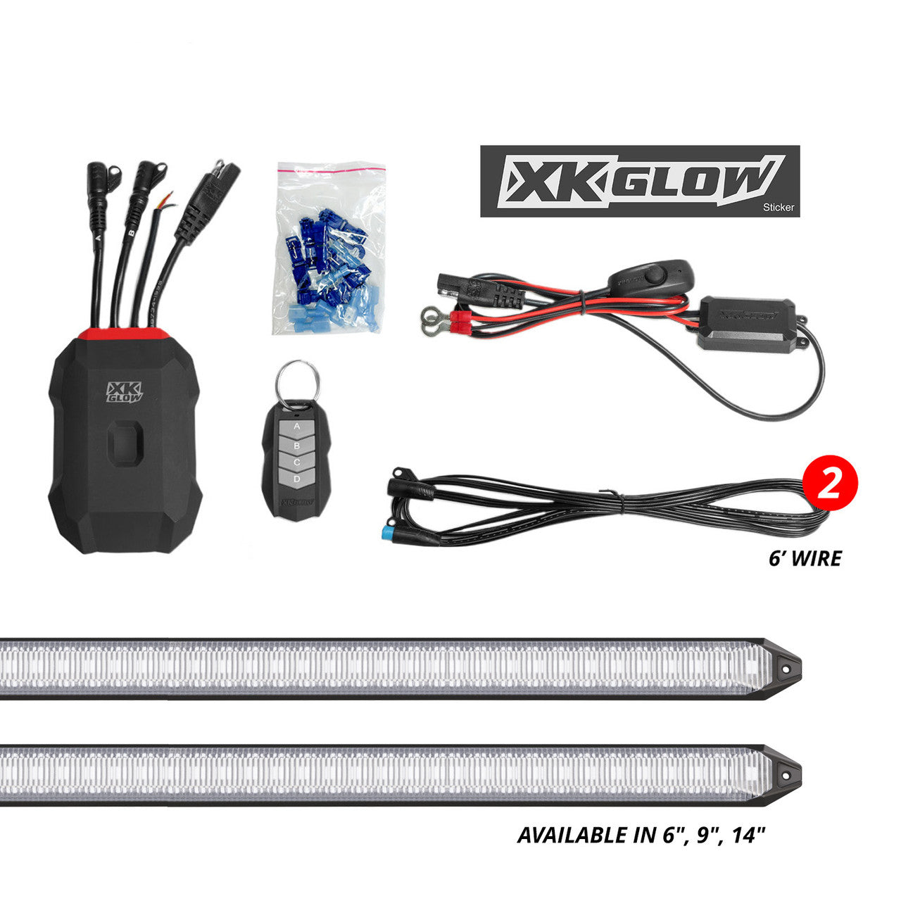 XK Glow 6in XKmax DRL Truck Grill Flexible Light App Cntl Bar 2pc MX-DRL-6-KIT