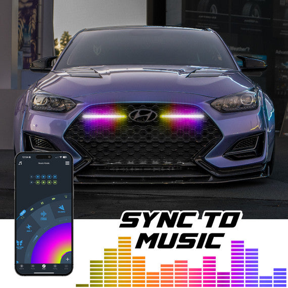 XK Glow 14in XKmax DRL Truck Grill Flexible Light App Cntl Bar 2pc