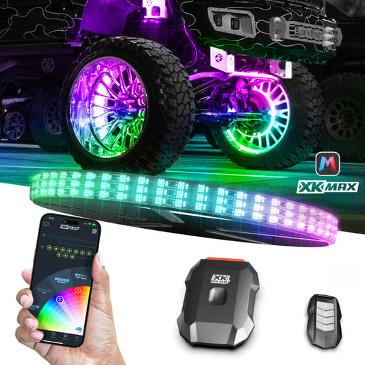 XKGlow XKmax 4x16.5in PRO RGBW Wheel Ring App Control Light Kit - 4 Piece - Part MX-WHEEL-KITB