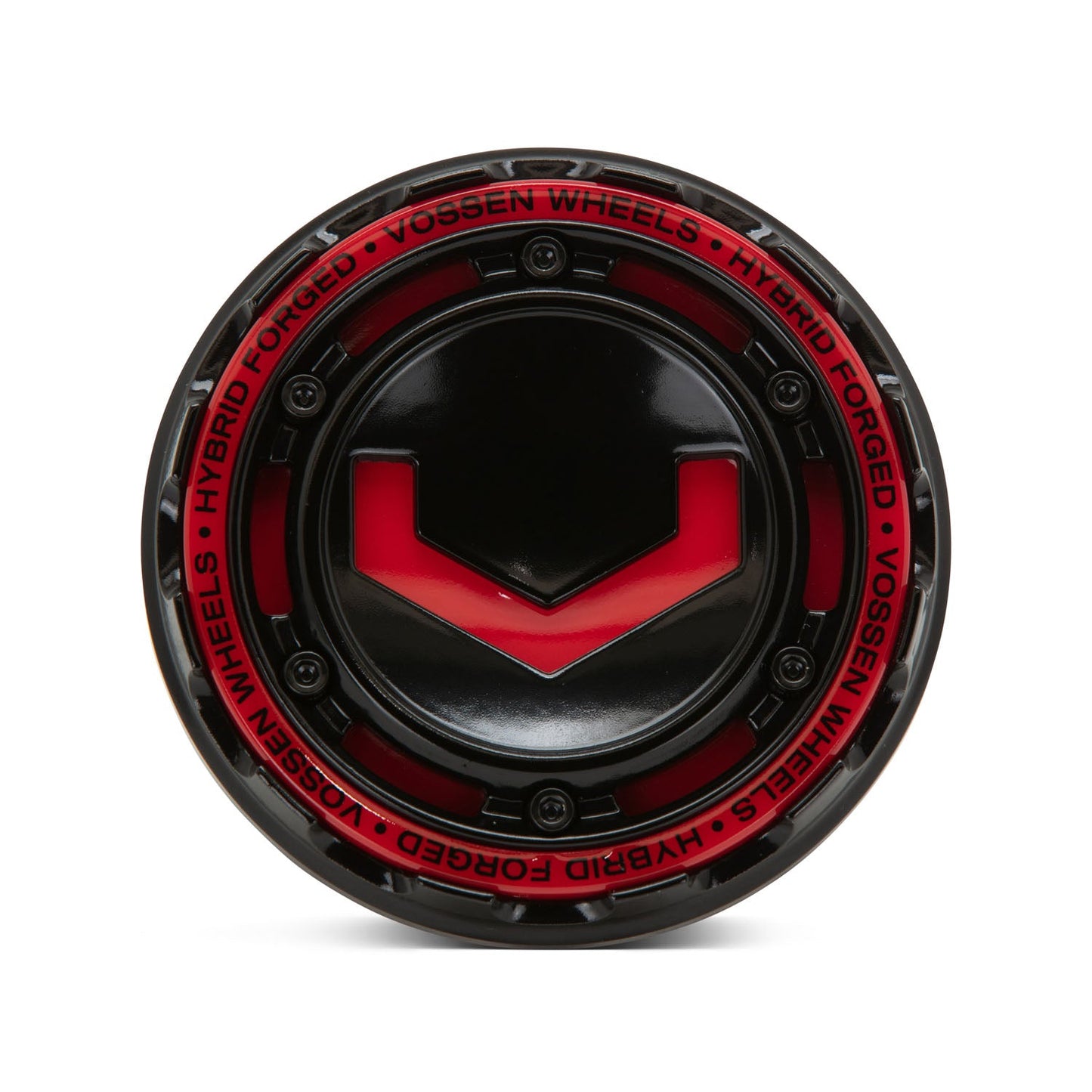 Vossen Billet Modular Cap - Large - Gloss Black w/ Red Insert Vossen