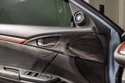 OLM LE Carbon Fiber Interior Door Handle Trim Covers (Full Set) - 2016 - 21 Honda Civic / 2017-21 Honda Civic Type R