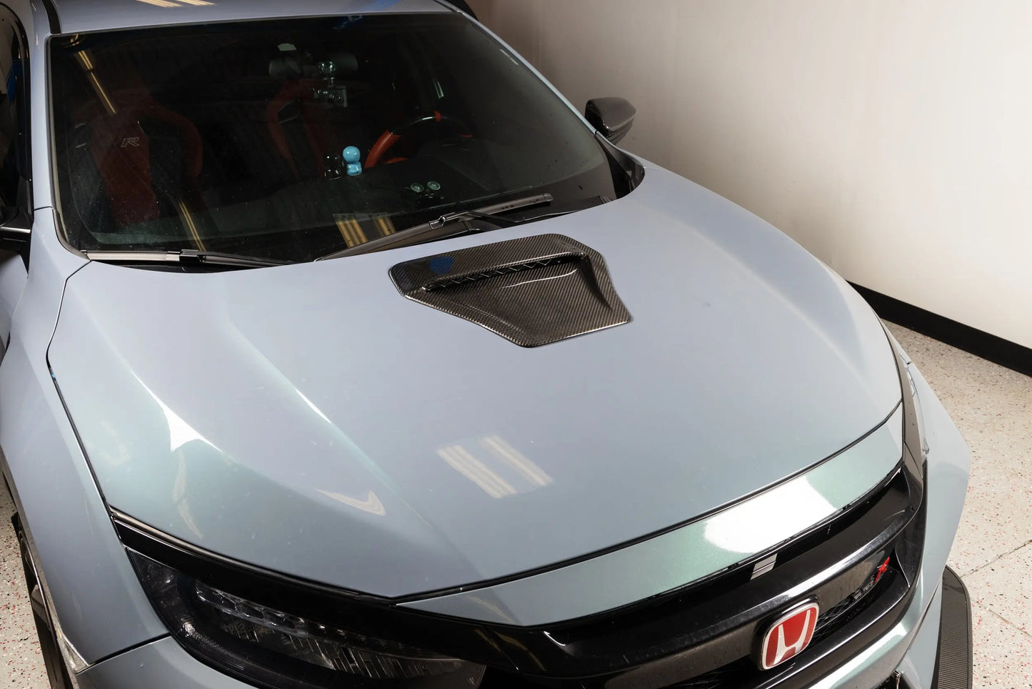 OLM LE Carbon Fiber Hood Scoop Cover - 2017 - 2021 Honda Civic Type R