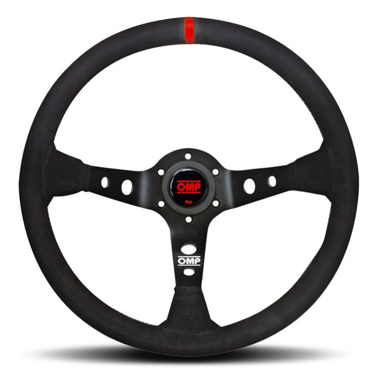 OMP Corsica Steering Wheel - Black Suede/Red