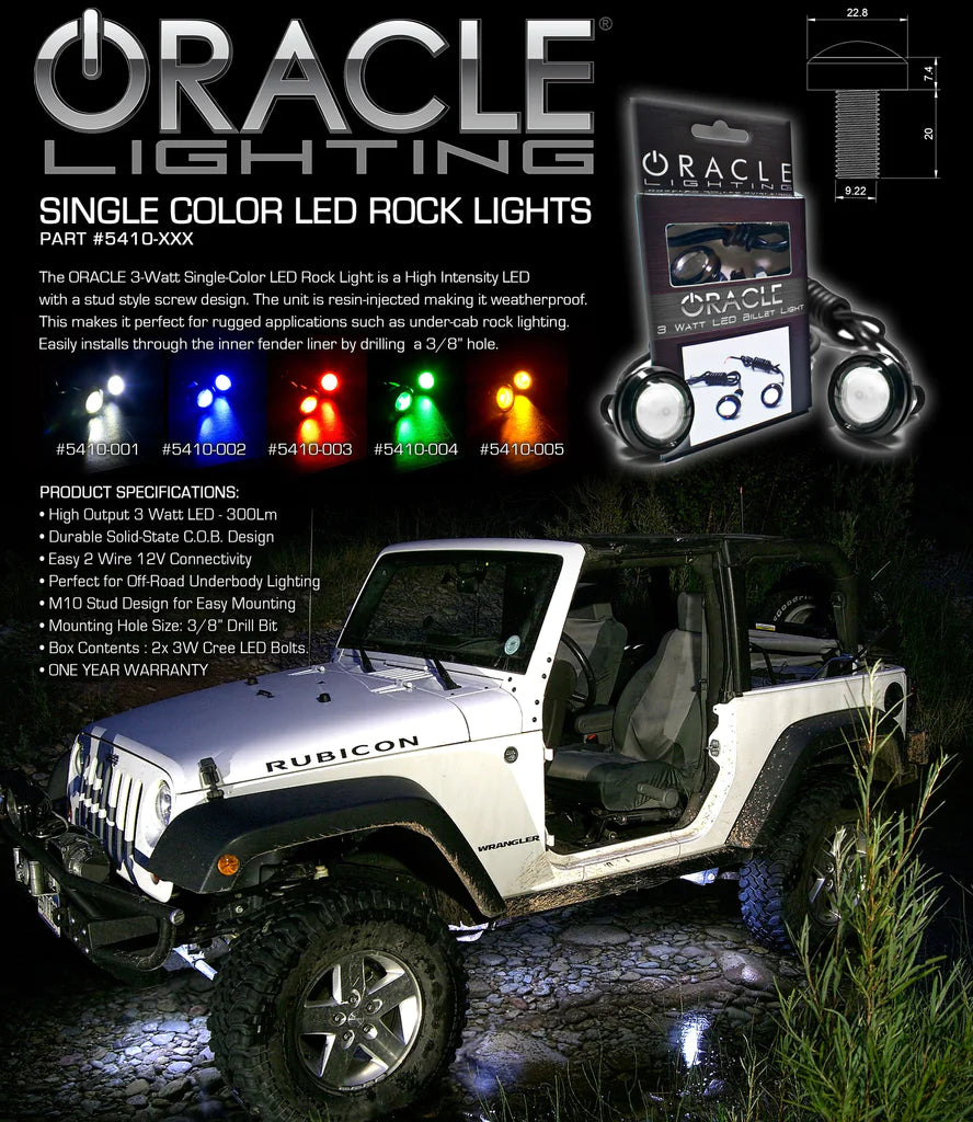 ORACLE SINGLE COLOR UNDERBODY ROCK LIGHT KIT 5410-001 - 2 PIECE 5410-001	- White ORACLE Lighting