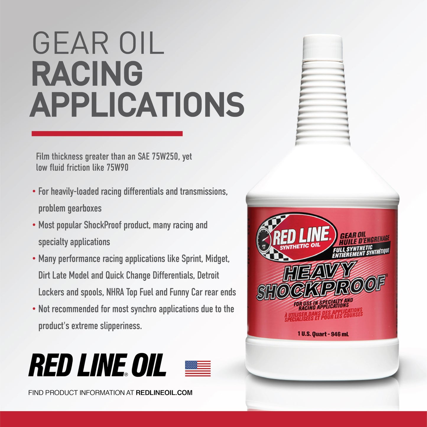 Red Line 58204 Heavy ShockProof Gear Oil – 1 Quart Red Line