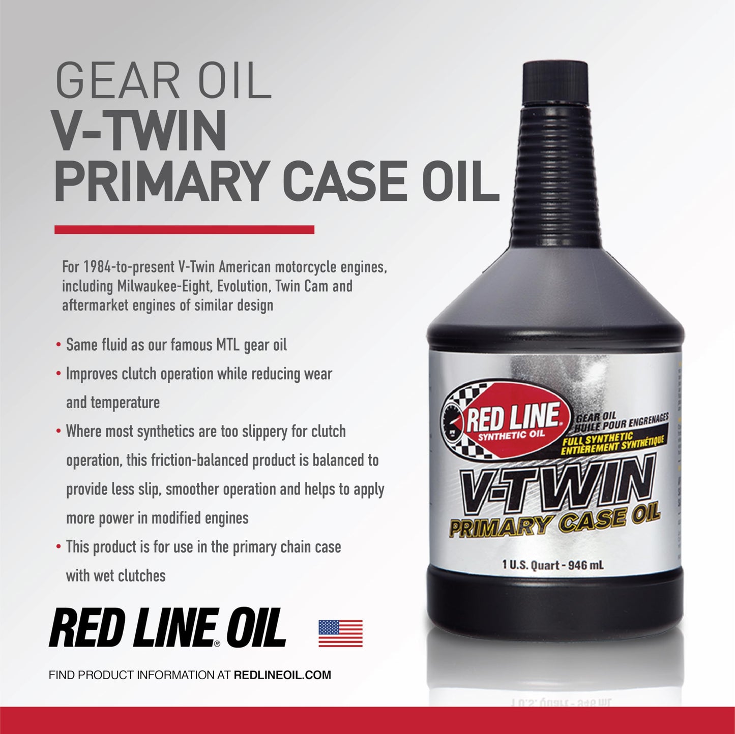 Red Line 42904 V‑Twin Primary Case Oil – 1 Quart Red Line