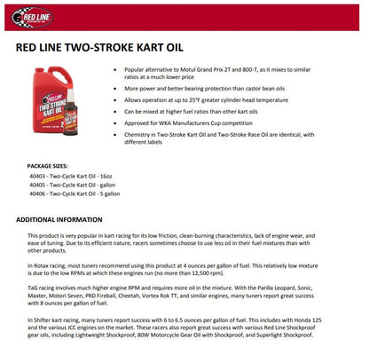 Red Line 40403 Two-Stroke Kart Oil – 16 oz Red Line