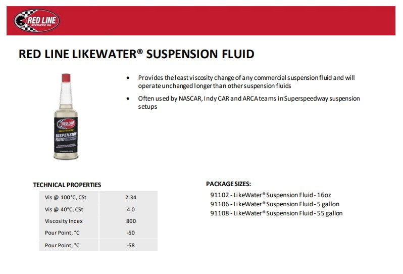 Red Line 91102 – LikeWater Suspension Fluid 2.5WT – 16oz Red Line