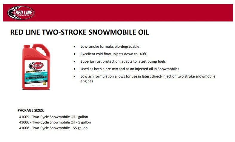 Red Line 41005 Two-Stroke Snowmobile Oil – 1 Gallon Red Line