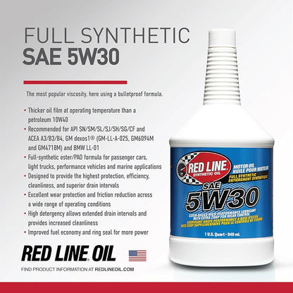 Red Line 15304 5W‑30 Full Synthetic Motor Oil – 1 Quart Red Line