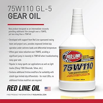Red Line 57804 75W‑110 Full Synthetic GL‑5 Gear Oil – 1 Quart Red Line