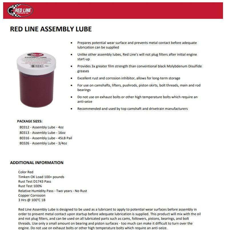 Red Line 80312 Assembly Lube – 4 oz Red Line