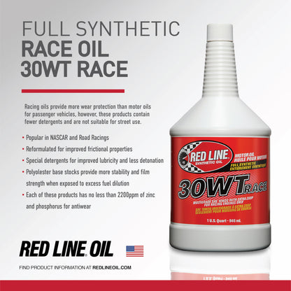 Red Line 10304 30WT Race Oil (10W‑30) – 1 Quart Red Line