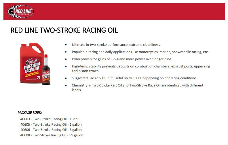 Red Line 40603 Two-Stroke Racing Oil – 16 oz X1 Red Line