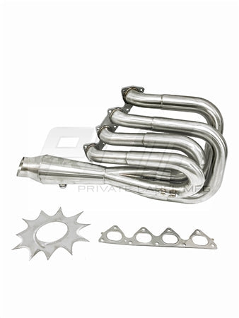 PLM Power Driven B-Series Hood Exit Race Header with 4-1 Megaphone B18 B20 PrivateLabelMfg