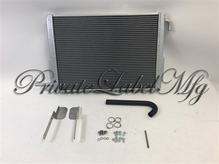 Full kit display including heat exchanger, drill bit, and mounting hardware