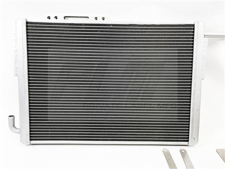 Frontal surface of PLM heat exchanger showing extended fin area for improved cooling
