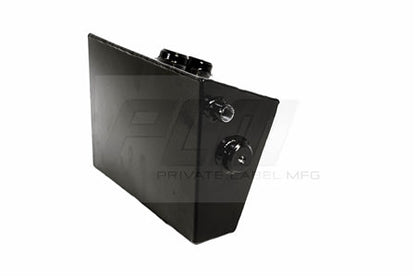 Multiple angles of PLM reservoir tank for hidden mounting behind bumper