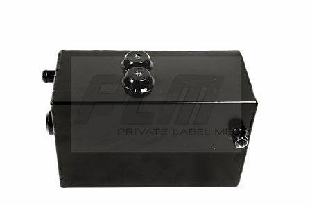 Multiple angles of PLM reservoir tank for hidden mounting behind bumper